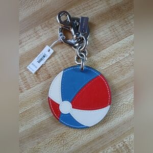 Coach Red, Blue, and White Beach Ball Keychain